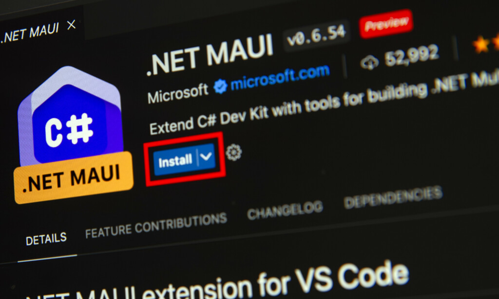 Nå kan du installere den endelige versjonen av tillegget som gjør det mulig å utvikle .NET MAUI-apper i VS Code på både Windows og Mac. 📸: Kurt Lekanger / Microsoft