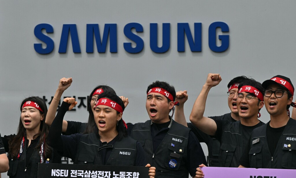 Streiken hos Samsung vil ifølge fagforeningen NSEU vare til ledelsen viser forhandlingsvilje. 📸: Jung Yeon-je / AFP / NTB