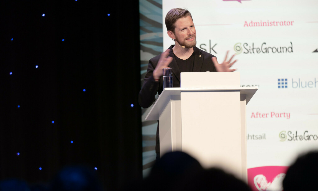 Automattic-sjef Matt Mullenweg snakker på WordCamp Europe 2024. 📸: Claudio Schwarz (CC BY-SA 2.0)